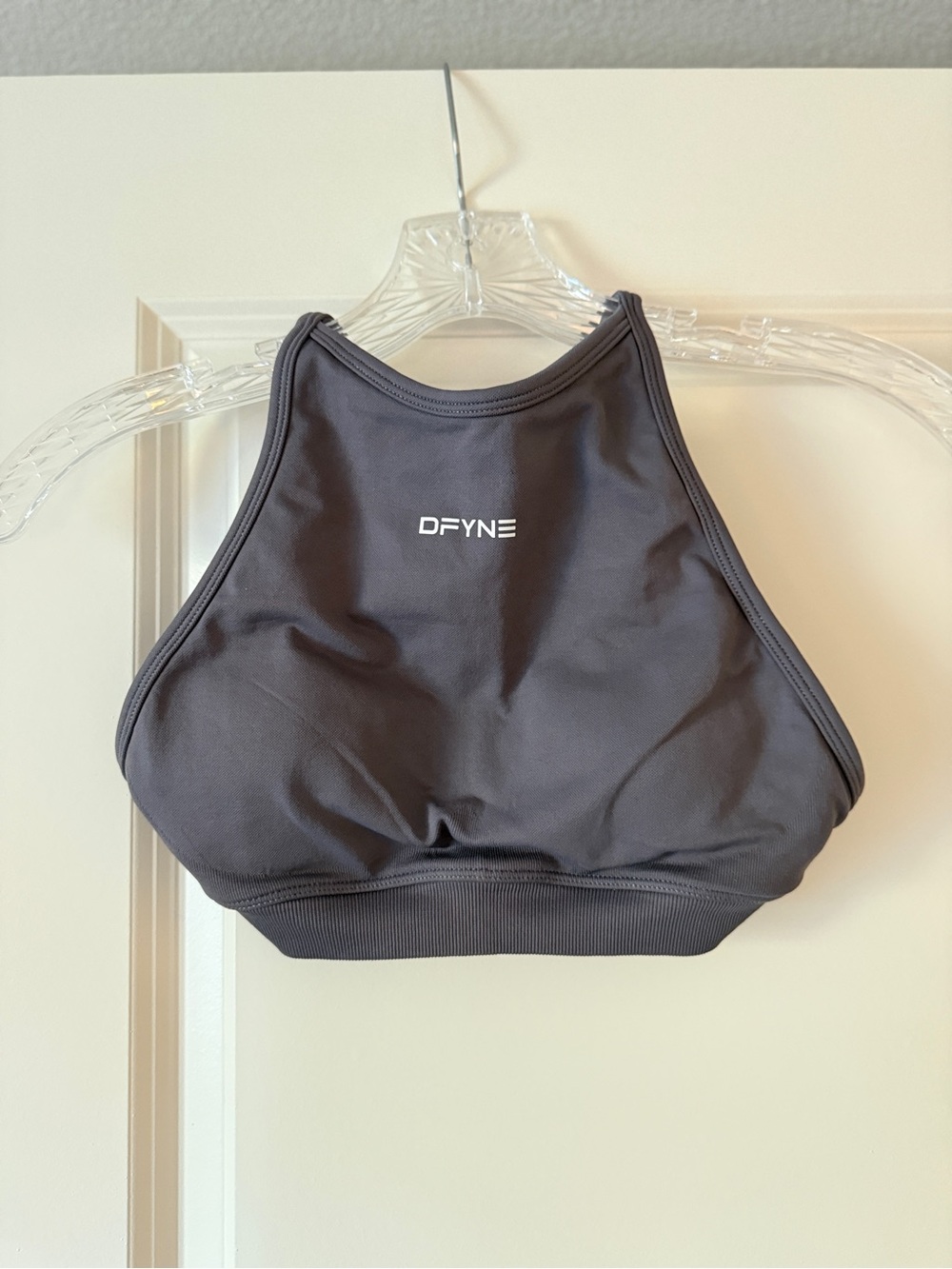 DFYNE High-Neck Sports Bra — Charcoal Size XS